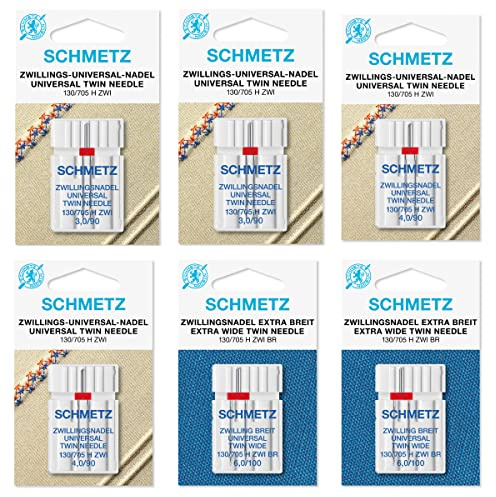 SCHMETZ: 6 Zwillingsnadel - Nähmaschinen Nadel 130/705 - Universal - 90/3.0, 90/4.0 & 100/6.0