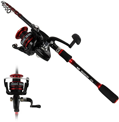 REAWOW Teleskop-Angelrute und Rollen Combo Tragbare Carbon Superleichte Angelrute Bass Angelrolle Hochseeangelrollen Spinnradrolle