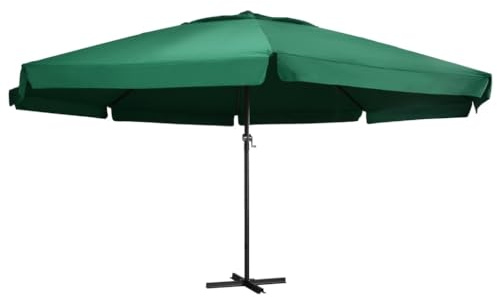 vidaXL Sonnenschirm mit Aluminium-Mast Kurbelsystem Ampelschirm Marktschirm Gartenschirm Balkonschirm Terrassenschirm Schirm 600cm Grün