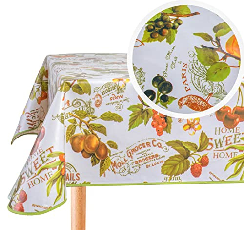 Home Direct Tovaglia rettangolare, in tela cerata, PVC, lavabile, con motivo frutta, 140 x 240 cm