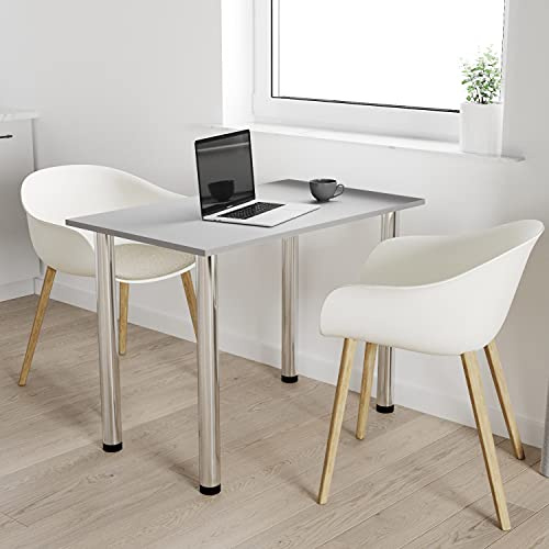 AKKE mikon 60x40 | Esszimmertisch - Esstisch - Tisch mit Chrombeinen - Küchentisch - Bürotisch | Light Graphite