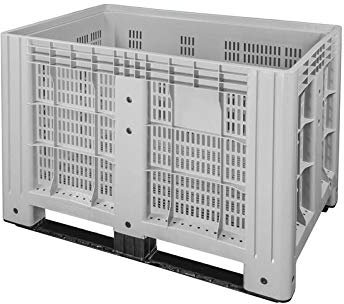 Bigbox grau 1200x1000x760 mm perforiert mit 3 Kufen incl. Deckel