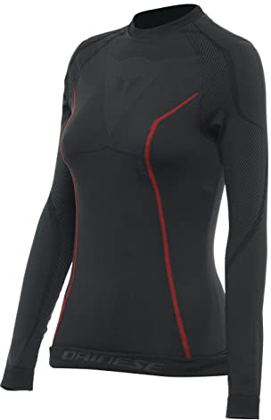 Dainese Thermo LS Lady, Maglia Termica Moto, Donna, Nero/Rosso, XS/S