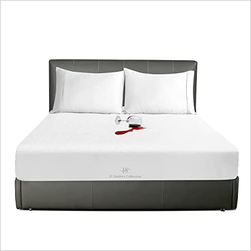 JS Sanders Collection Family King 120x80 Size Mattress Topper - 100% Waterproof Cover Protector with 15 Deep Pocket Fitted Style Super Soft Cotton Terry Fabric Mattress Cover