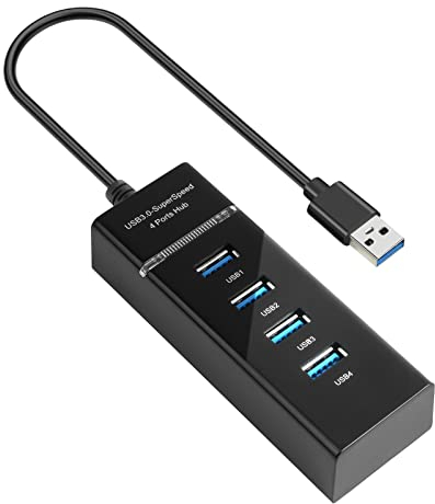 AXFEE 4 Port USB 3.0 Hub, 5 Gbps Data Multi USB Port Expander & Extender for Laptop, Flash Drives, Mobile HDD & More