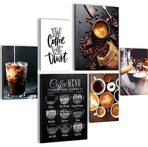 Novart Wandbilder Set Kaffee Coffee Küche - KEIN EXTRA RAHMEN BENÖTIGT - Modern Deko - Esszimmer Küchenbilder N027763a