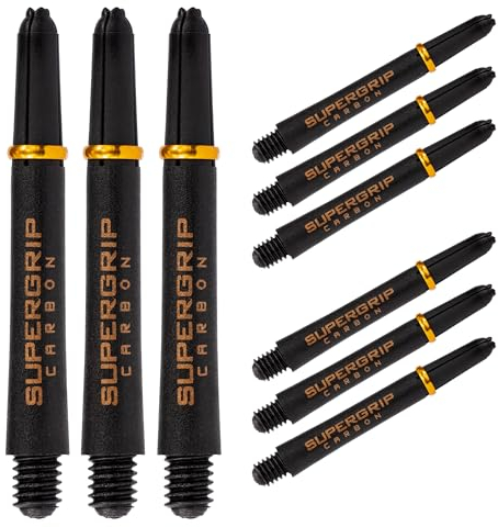 Harrows Dartpfeile 3 Sets Carbon ST Dartschäfte – insgesamt 9 Dartschäfte – erhältlich in 3 Größen – robuster Carbon-Verbundstoff – Midi Gold