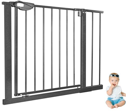 XINZI Treppenschutzgitter Baby Türschutzgitter Ohne Bohren 85-95 cm Absperrgitter Auto-Close Treppengitter Kindergitter 180° Zweiwegeöffnung Türgitter Metall Gitter Haustier, Schwarz