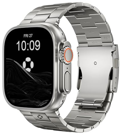 FiNESTONE titanarmband för Apple Watch ULTRA & ULTRA 2 – justerbart Apple Watch ULTRA armband 49 mm – DLC-beläggning – ren titan lätt