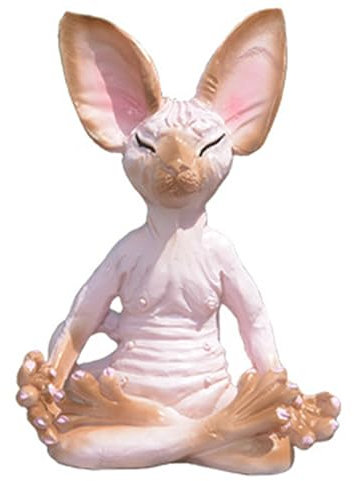 Tuzsocr Sphynx Katzenfiguren Yoga Zen Ornamente Meditation Katze Harz Statue Entspannte Posen Ornamente Zen Katze Skulptur Handgeschnitzte Figur für Feengarten Schreibtisch Zimmer Zen Dekor Geschenke