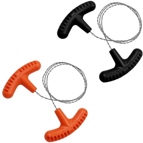 2 Stück Outdoor Survival Drahtsägen, 70 cm Notfall Überleben Stahl Manuell Draht Säge Werkzeug für für Camping Jagd Wandern Angeln (Orange+Schwarz)