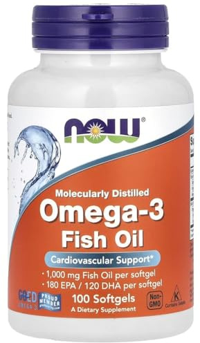 NOWFoods Now Foods – Omega-3 Molecularly Distilled | Supports Heart Health and Brain Function – 100 Softgels