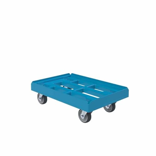 Transportroller Classic, Rahmen offen, HDPE Kunststoff, 410 x 610 x 190 mm, 300 kg, Lichtblau