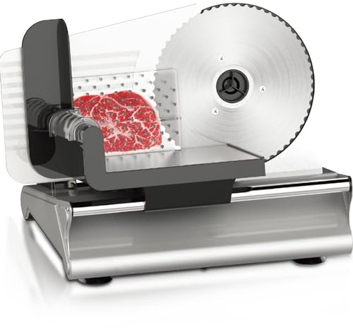 ylpddmm Affettatrice Elettrica –Affettatrice Professionale Macchina, per Tagliare Alimenti, Carne, Formaggio, Pane,spessezza da 1 a 15 mm,19cm Lame Acciaio Inox, Antiscivolo,220V