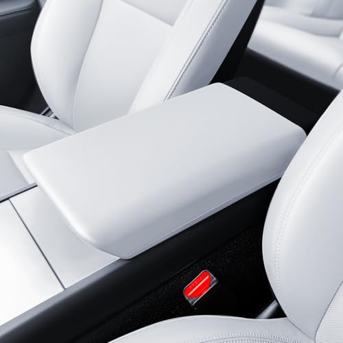 LANTU Central Console Cover for Tesla Model Y 2025-2026 and Model 3 2024-2026 TPE Armrest Cover Protective Case Waterproof and Non-Slip Tesla Juniper Highland Accessories (White)