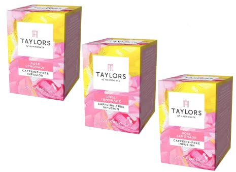 Taylors® | Infuso Limonata Rosa | Tisana Limone Karkadé e Mela Senza Caffeina - 3 Scatole (Totale 60 Filtri)