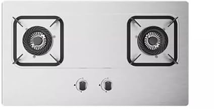 THEGA 5.0KW Double Gas Cooker - Tabletop And Flush-mounted Gas Ranges, Stainless Steel Panel Gas Stove, Thermocouple Flame Failure Protection Gas Stove, Child Lock Knob Gas Ranges(NG)
