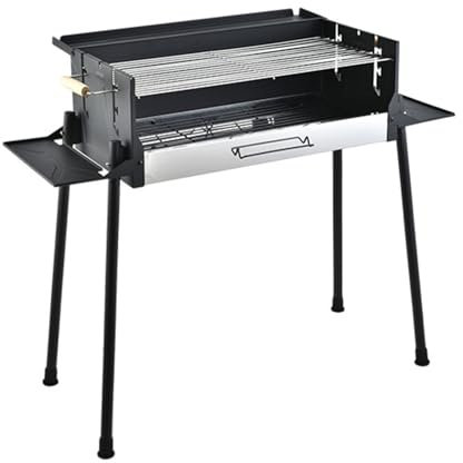 diowewea Gril d'extérieur pliable, 3 vitesses, température réglable, coupe-vent, Grill de Barbecue de grande taille en métal, poêle de Camping pour l'extérieur Noir