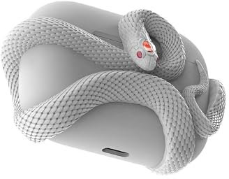 Kreative 3D Schlange Drahtlose Kopfhörer Schutzhülle, Horrible Snake Wireless Kopfhörer Fall, Gothic Headset Schutzhülle Kopfhörerabdeckung Kompatibel für AirPods Pro/Pro 2/AirPods 3 (Weiß)