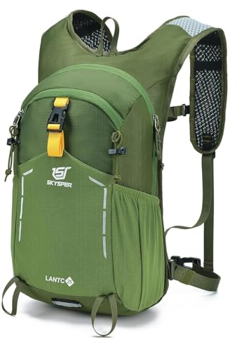 SKYSPER Liten vandringsryggsäck - 15 l/25 l, resaryggsäck, lätt dagväska med bröst- och midjespänne, vattentålig promenaderyggsäck för kvinnor och män