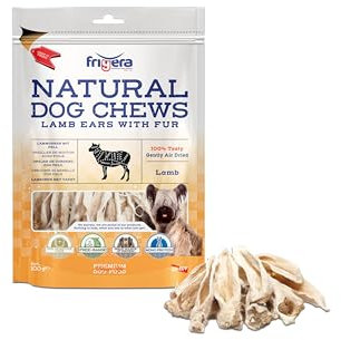 Frigera Lammohren mit Fell 100g – Natürliche, Proteinreiche Leckerlis für Hunde, Gluten- und Getreidefrei, Barf