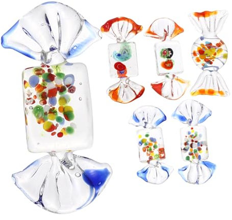 MUELODSIC 6pcs Chic Japanese Style Mercury Glass Ornaments Lifelike Candy Adornment Home for Sitting Room Artistic Sweets Ornament for Christmas or Wedding Decor Color Style