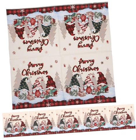 OUNONA 20stücke Weihnachtliche Abendessen Servietten Weihnachtsservietten Gnome Plaid Einweg Papierservietten Dekorative Servietten Für Tischdekoration