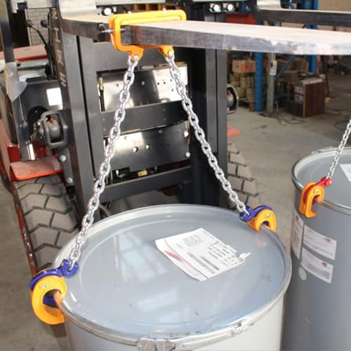 Pinza Sollevatore Dispositivo Di Sollevamento Per Fusti In Metallo E Plastica, Capacità 1000 Kg, Gancio Doppio Per Il Carico Fusti Petrolio Con Catena Per Forche Di Camion/Trattori