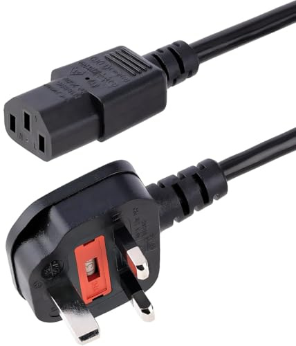 UK Power Cable, 3 Pin Power Cord Adapter, 13A 250V BS 1363 to C13 Kettle Power Cord Lead Cable, Power Supply Adapter Cord Mains Cable Lead, Durable & Safe Power Cable for Laptops, PC, Printer (1M)