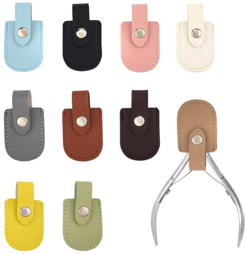 CALFOVERA 10 pz 10 Colori Forbici per Unghie Custodia Protettiva in Pelle PU Portatile Tronchesino per Cuticole Testa Protezione Forbici da Ricamo Guaina Manicotto Strumenti per Pedicure Copertura