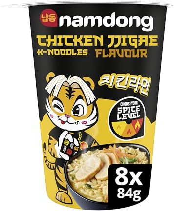 Namdong Chicken Jjigae Noodle Pot Korean-style instant noodles with a sachet of chilli mix 8x 84 g