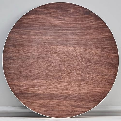 Plateau de service rond en marbre de 60 cm - Facile à nettoyer - Pour fêtes d'anniversaire et dîners de famille - 12 mm d'épaisseur - Design élégant marron - Pièce maîtresse parfaite