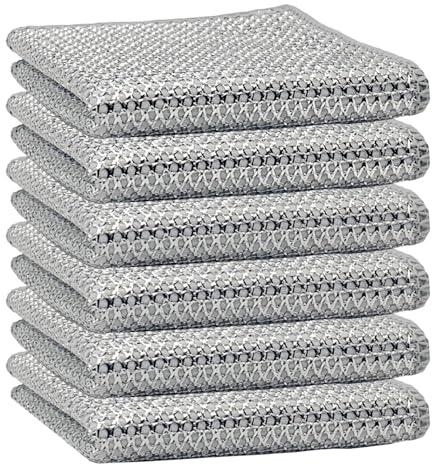 PUERFOCA 6 pièces Chiffon de Nettoyage en métal, Chiffons à Vaisselle en Fil métallique Double Couche, Chiffons à Vaisselle torchon Multifonctionnel en Fil métallique Anti-Rayures, pour la Cuisine