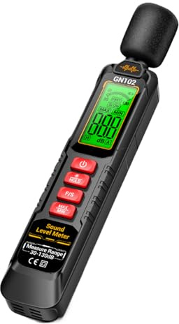 Vhjlfig Decibelímetro - Lector de Decibeles de Mantenimiento de Datos | Monitor con Función Hold Pantalla LCD Retroiluminada Rango 30-130dB Ponderación A para Uso Industrial y Privado Habitación