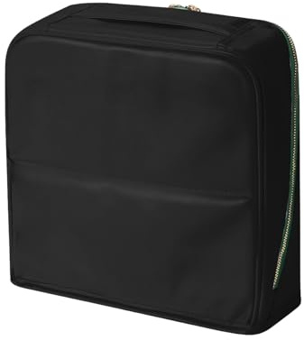 Bolsa de almacenamiento de maquillaje de piel con apertura vertical, portátil, para mujer, impermeable, organizador de cosméticos con cierre, Black, L