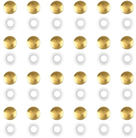 INCREWAY 100 st skruvskydd i plast, dekorativa skruvskydd i guld med knäppning, plastlock för möbler, skåp, speglar (skruvar ingår inte)
