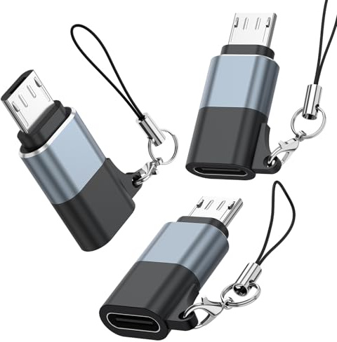 ZGCE Adaptador Micro USB Macho a USB C Hembra (3 Piezas) con Cordón para Galaxy S7/S7 Edge/S6/J7/J3, Huawei P Smart/P8 Lite/P9 Lite/P10 Lite y Otro Dispositivo Micro-USB