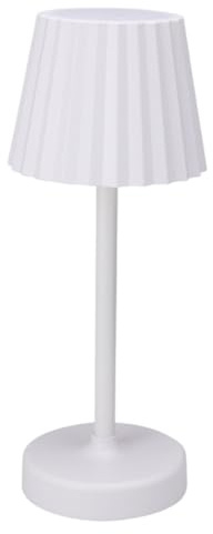 Meinposten Tischleuchte Lampe Leuchte LED weiß schwarz Batterie Leselampe Nachttischlampe (Weiß geriffelt)