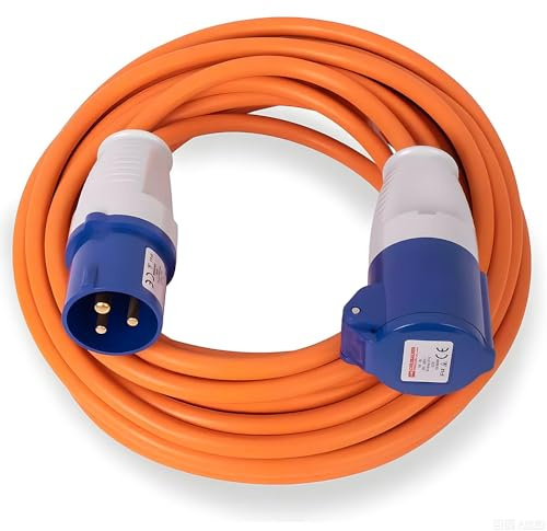 10M Extension Lead Cable - 240V 16 Amp Heavy Duty Camping Caravan Hook Up Cable - High Vis Orange - Perfect For Campervan & Motorhome