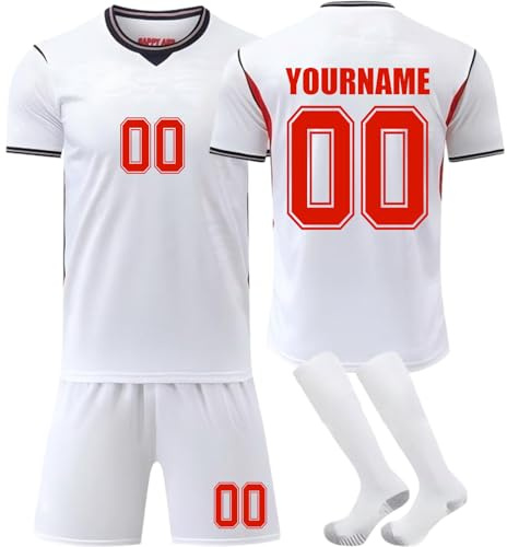Coupe Monde 2026 Maillot Football Personnalisé avec Nom Nombre, 2026 Domicile/Extérieur Ensemble Foot Entraînement T-Shirt Short et Chaussettes Respirant pour Garçon et Homme,Cadeau Garcon