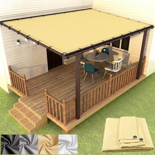AJALGZ Sonnensegel Rechteckig 2.7x3.3m Wasserdicht Sonnensegel mit ösen UV-Schutz, Winddicht Wetterfest Langlebig für Garten Terrasse Balkon inkl Seile & Kabelbinder, Sandfarbe