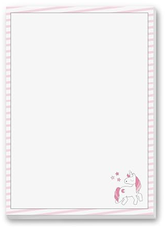 #detailverliebt 1 Einhorn Schreibblock I DIN A4 I Notizblock Malblock Schreibpapier mit Motiv rosa blanko ohne Linien geleimt zum Abreißen, beschreiben und bemalen I dv100