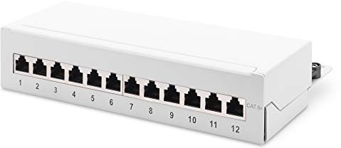 DIGITUS Desktop Patchpanel - Cat-6A - 8-Port RJ45 - Geschirmt - LSA Patch-Feld - Aufputz-Montage - Grau
