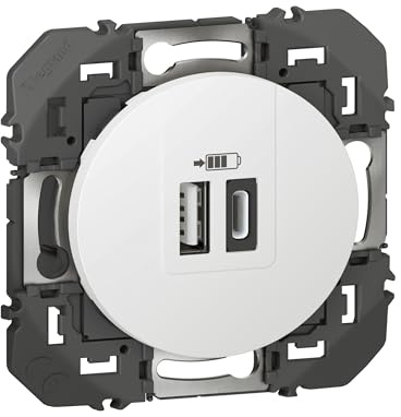 Double chargeur USB 1 Type-A + 1 Type-C DOOXIE 3A finition blanc