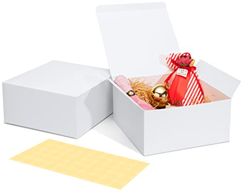 HOUSE DAY Geschenkboxen 10 Stück aus Karton mit Deckel - Maße 20 x 20 x 10 cm - passend für Geburtstags-/Party-/Brautjungfer-/Hochzeitsgeschenke - dekorative Verpackung für Geschenke - Box mit Deckel