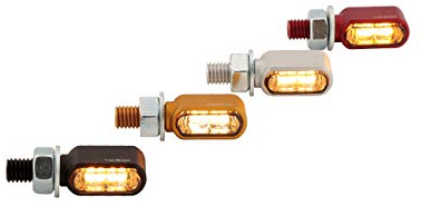 HIGHSIDER Motorrad 2in1 LED Blinker/Positionslicht Little Bronx, E-geprüft (2er-Pack) (Schwarz)