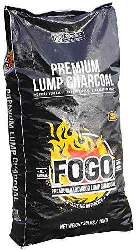 FOGO Premium ek restaurangkvalitet helt naturlig ädelträ smak klump kolbränsle för perfekt grillning och rökning, svart, 15,9 kg