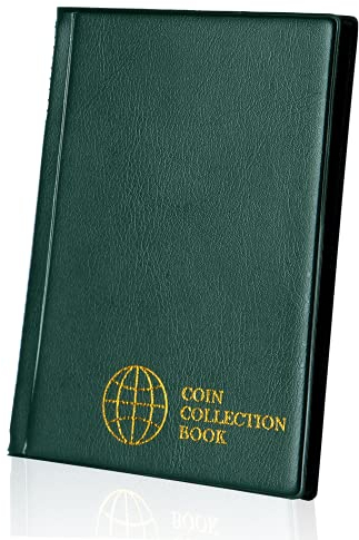 Münzsammelalbum 60 Taschen - 4,5x4,5 cm / 1,8x1,8 Zoll Münzhalter Buch Münzlager Album Geld Penny Tasche für Sammler Grün CS0106GR