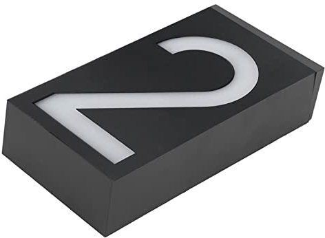 LED a Energia Solare per Esterni Targhetta per Porta con Luce Solare per Numero Civico a LED Luce per Segnaletica Numerica Targhetta con Luci per Indirizzo Della Porta del Negozio(Numero 2)