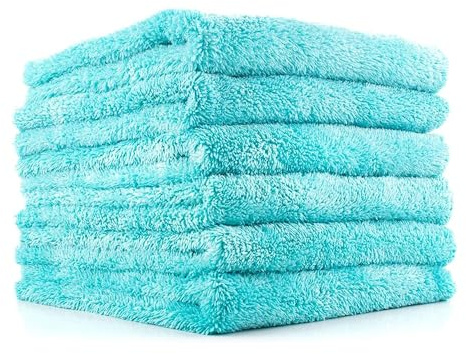 The Rag Company – Eagle Edgeless 450 (6-pack) professionell koreansk 70/30 blandning super plysch mikrofiber detaljer polering polering torkhanddukar för bilar 40 x 40 cm, blågrön blå